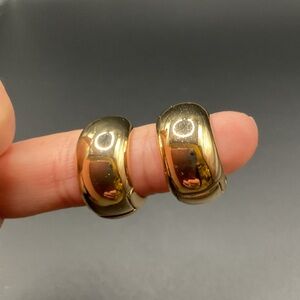 Gold Tone Wide Hoop Earrings